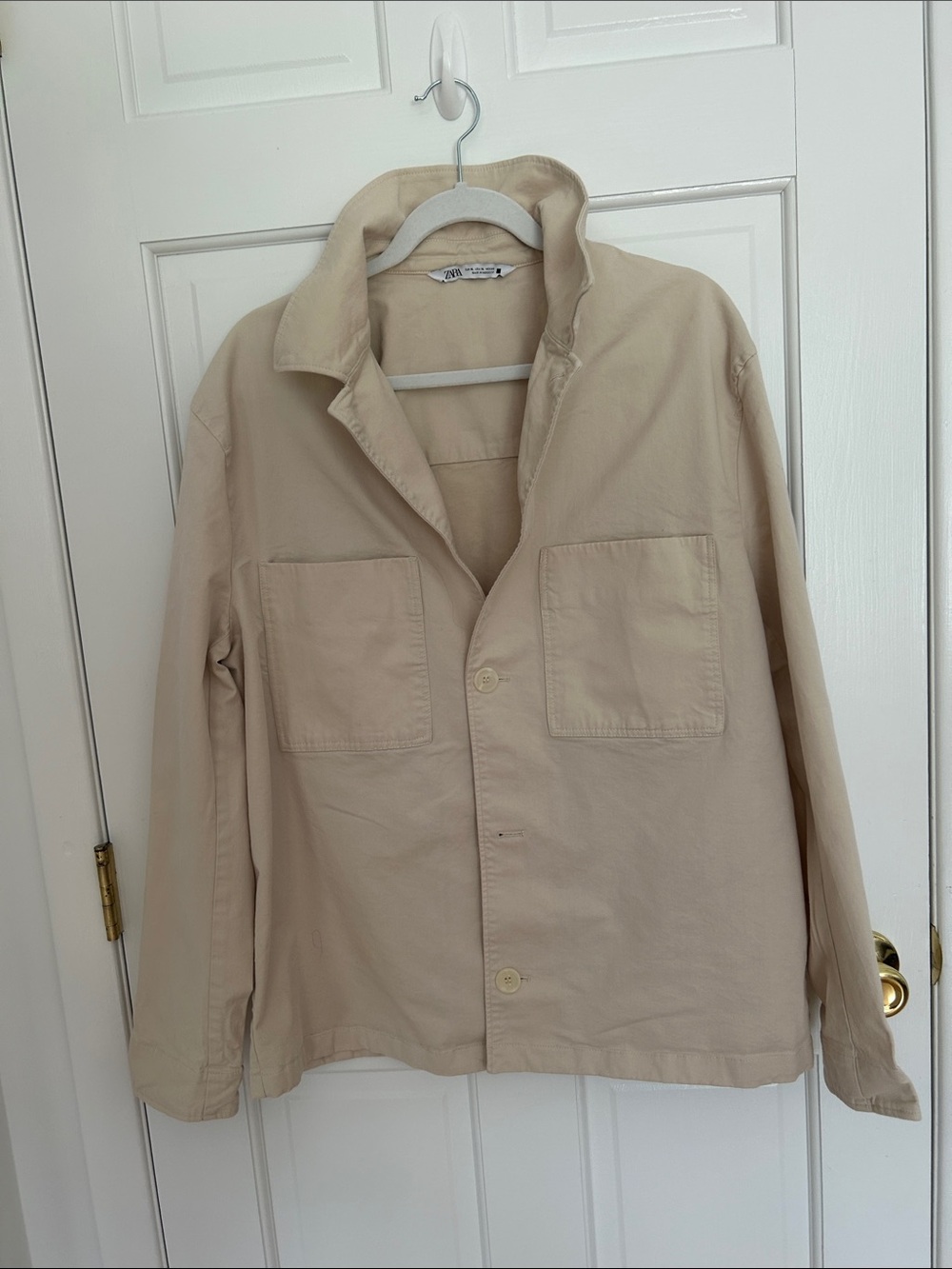 Zara Neutral Beige Lightweight Shirt Jacket